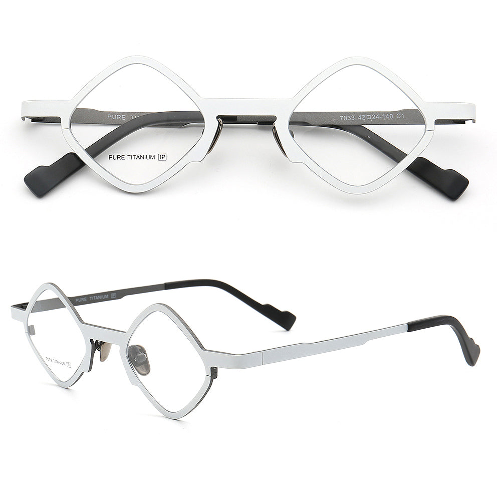 Marshall | Geometric Pure Titanium Eyeglass Frames | Lightweight Retro Nerd Glasses