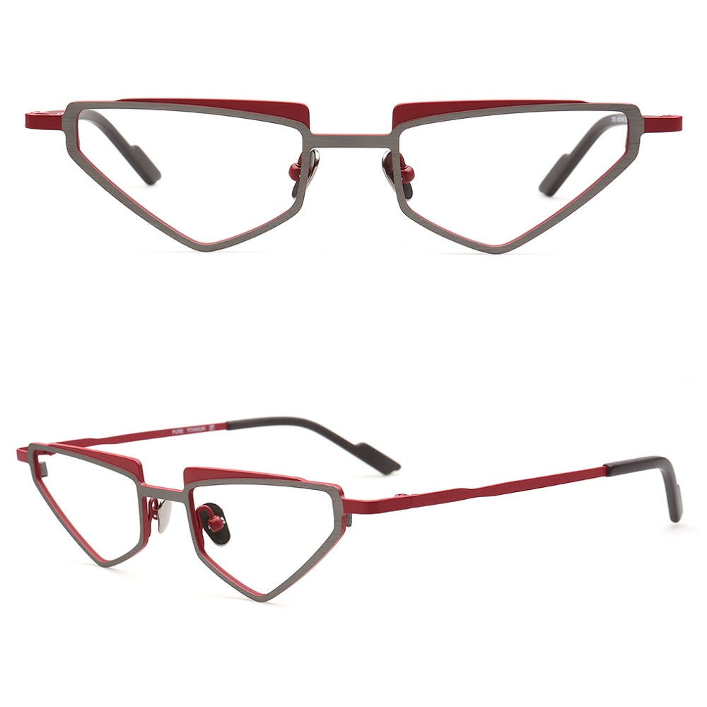 Alex | Funky Triangular Titanium Cat Eye Eyeglasses For Women | Vintage Geometric Hipster Men Glasses Frames