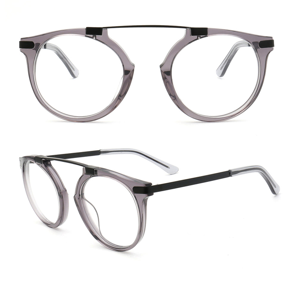 Generation | Retro Round Acetate Eyeglasses | Transparent Flat Top Glasses For Men & Women
