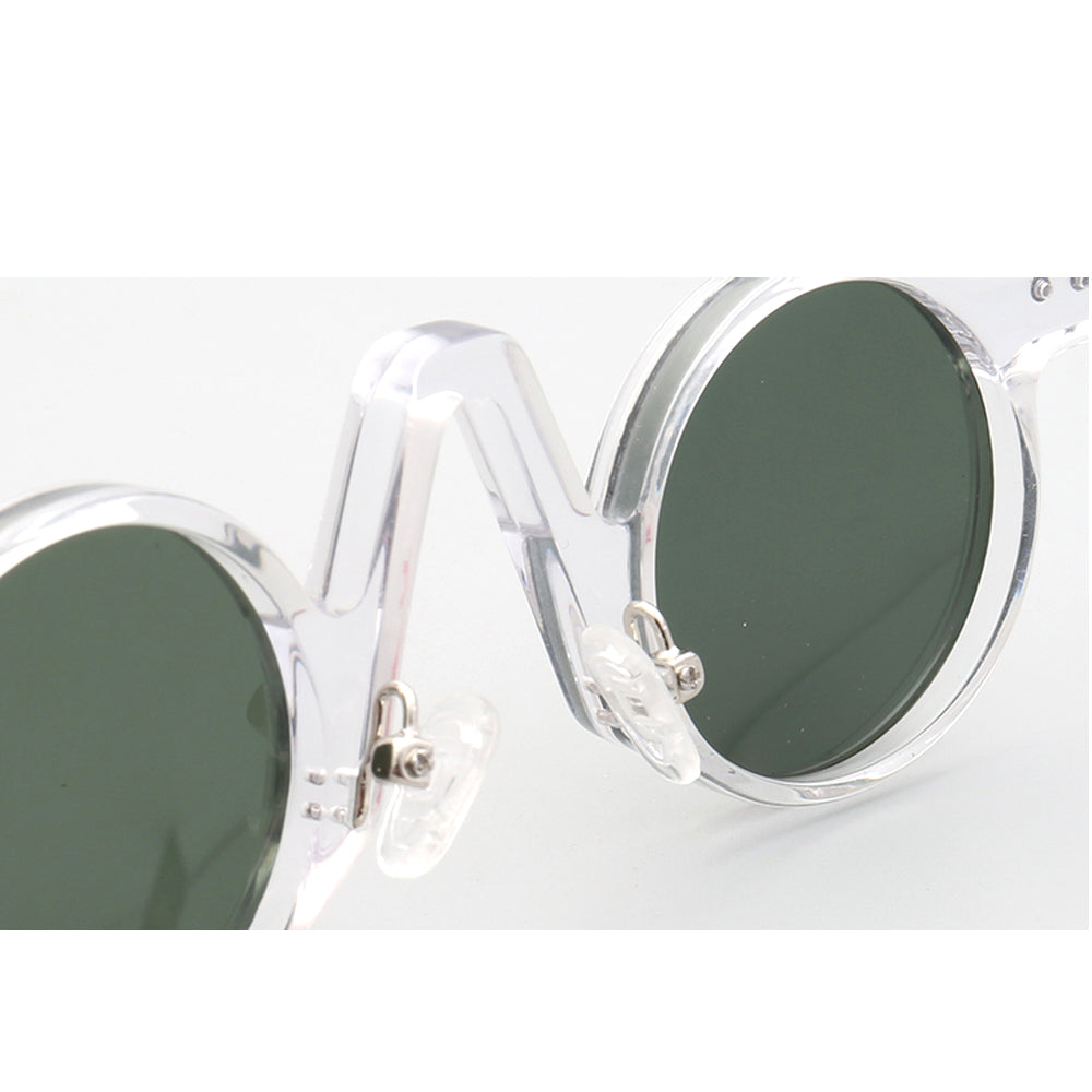 Central | Round Polarized Sunglasses w/ Tortoise Shell Pattern | Retro Raised Bridge Frame Design