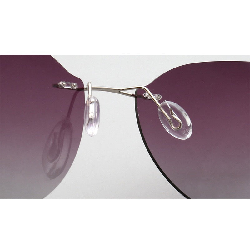 Violet|Womens Cat Eye Rimless Polarized Sunglasses UV400