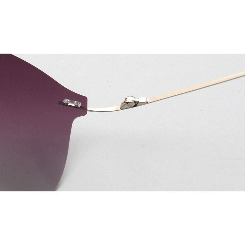 Violet|Womens Cat Eye Rimless Polarized Sunglasses UV400
