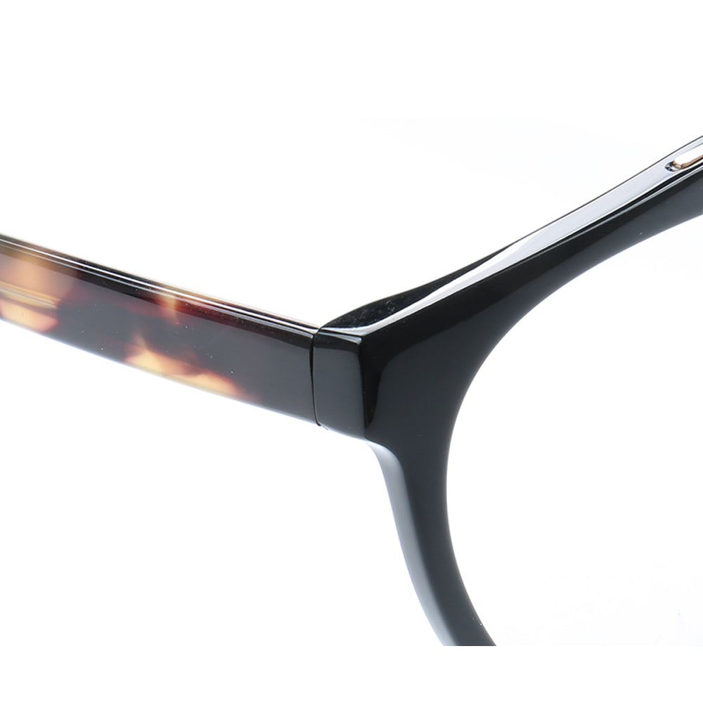 Quincy | Double Bridge Acetate Glasses w/ Tortoise Shell Temples | Retro Round Flat Top Frame