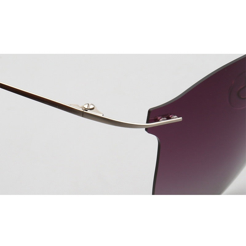 Violet|Womens Cat Eye Rimless Polarized Sunglasses UV400
