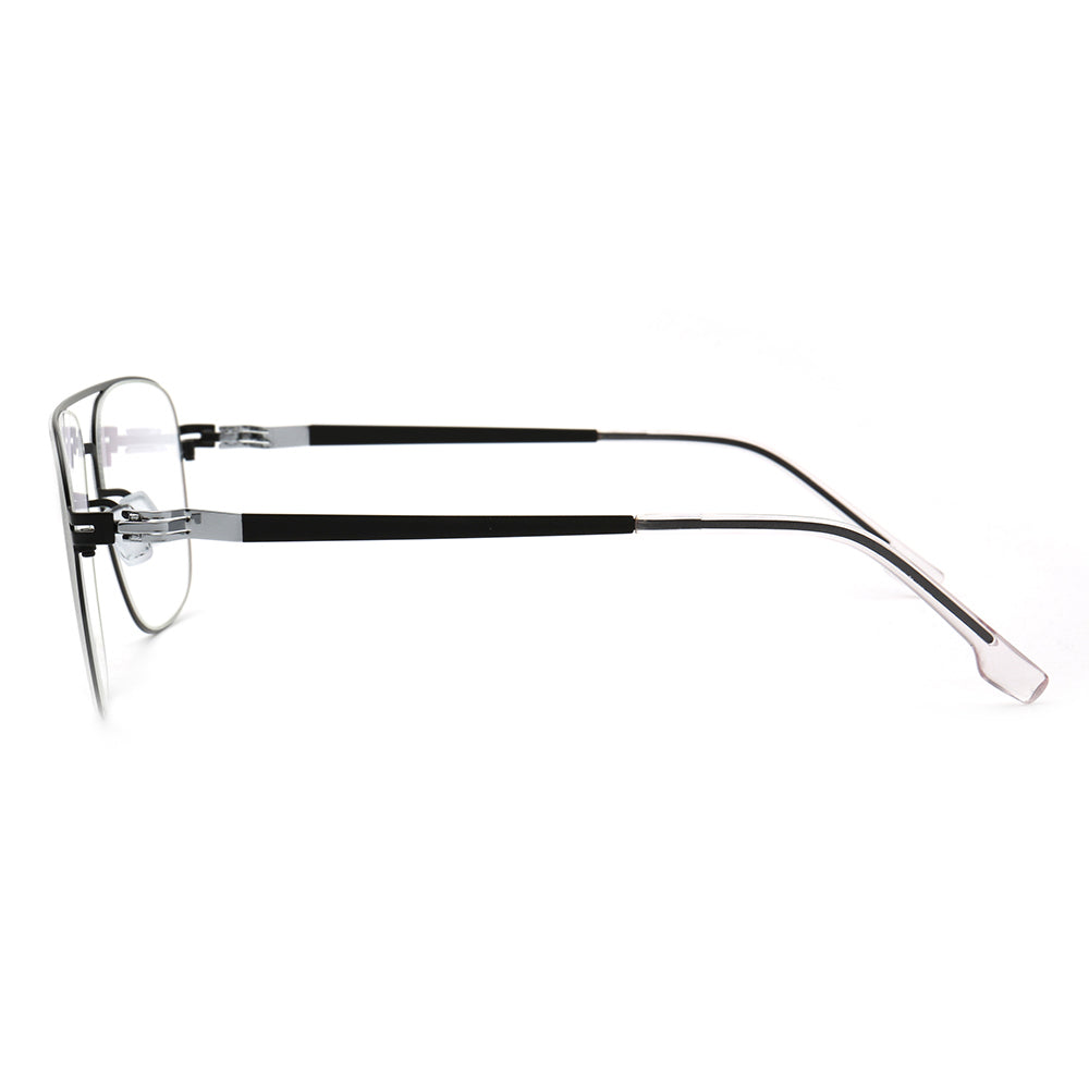 Maxwell | Retro Double Bridge Pilot Style Glasses | Flat Top Stainless Steel Eyeglass Frames