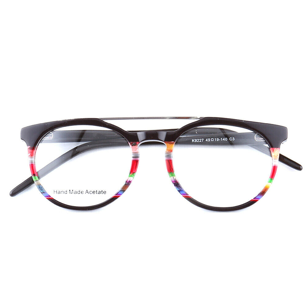 Parker | Retro Flat Top Eyeglasses | Colorful Acetate Glasses w/ Striped Design