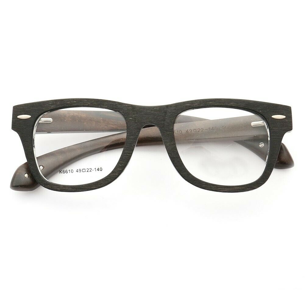 Francis | Patterned Square Wood Eyeglasses | Acetate Frame w/ Wooden Temples