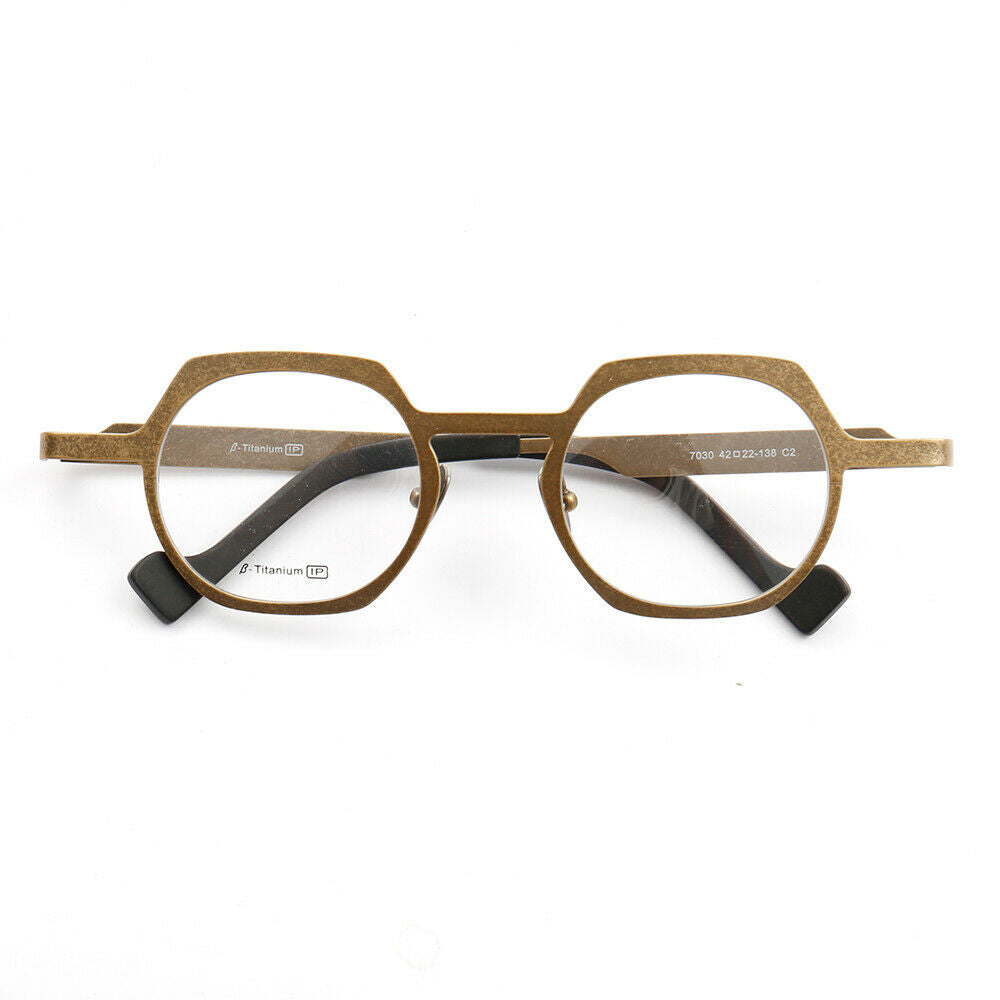 Windsor | Mens Geometric Titanium Eyeglasses Gold | Womens Round Retro Green Glasses Frames Online