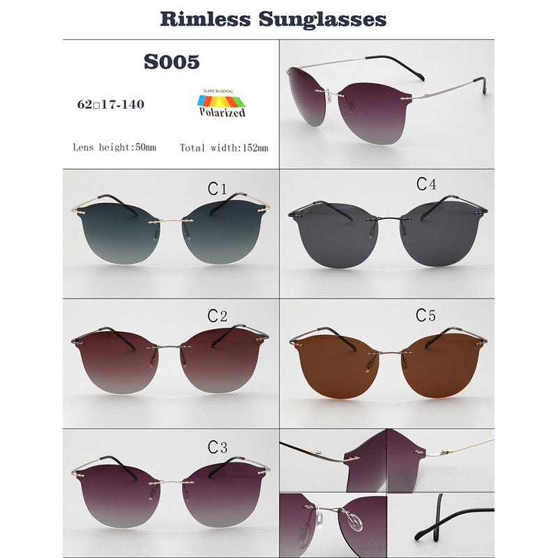Violet|Womens Cat Eye Rimless Polarized Sunglasses UV400