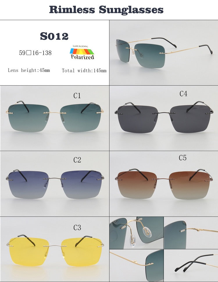 Theodore|Rectangle Rimless Sunglasses Polarized UV400