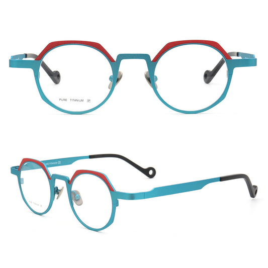Jayden | Vintage Round Pure Titanium Eyeglasses For Men & Women | Colorful Two Toned Finish