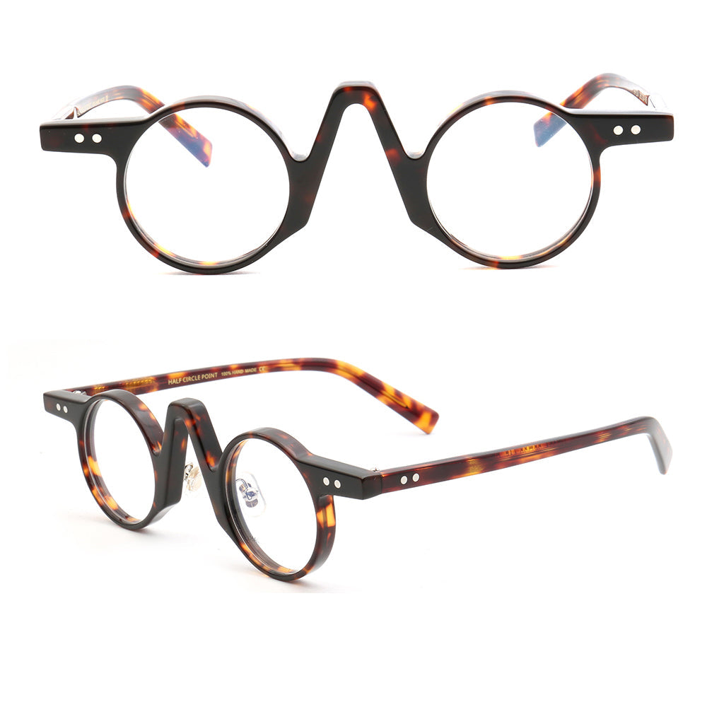Central | Retro Round Tortoise Shell Eyeglasses | Unisex Hipster Nerd Style Glasses Frames