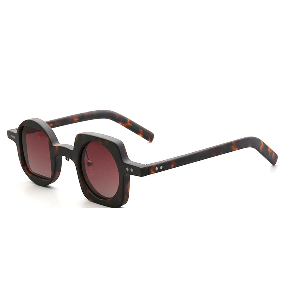 Scene | Mismatch Polarized Sunglasses w/ Tortoise Shell Pattern | Unique Retro Square & Circle Frames