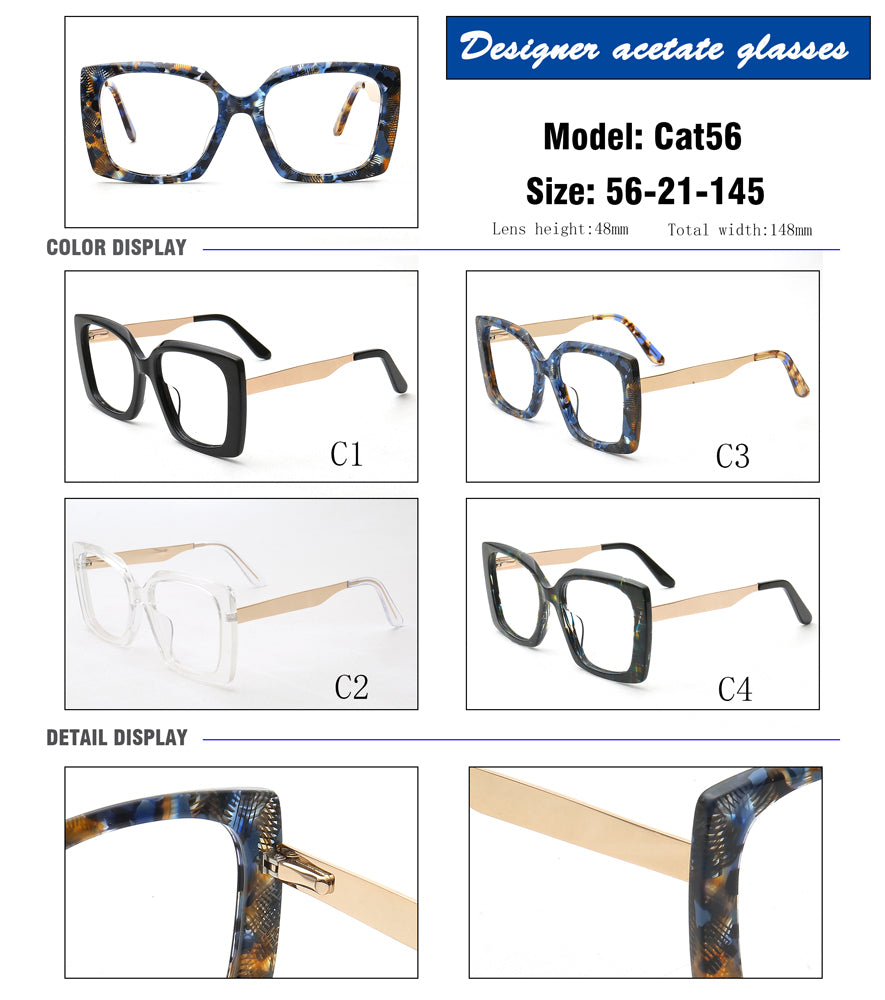April | Retro Oversized Square Glasses For Women | Colorful Full Rim Tortoise Patterned Frames