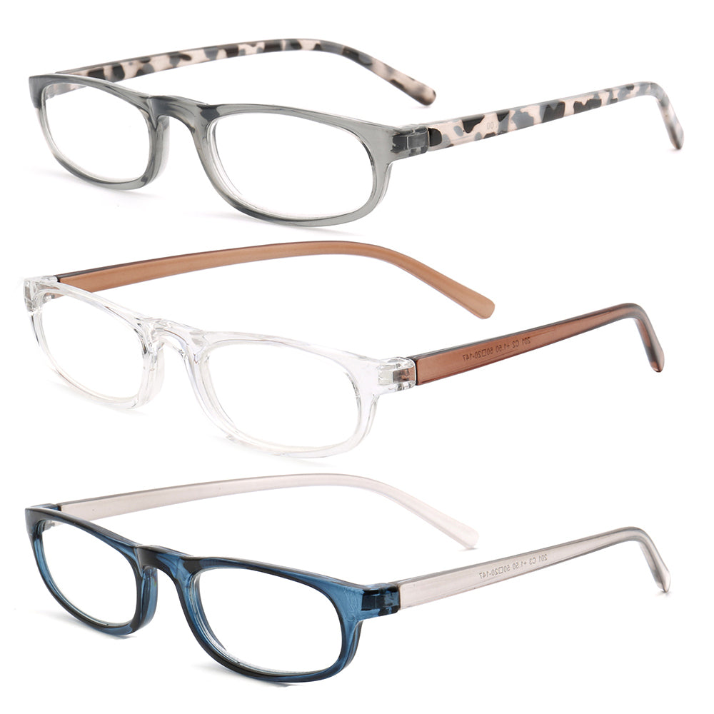 3 Pack of Womens Oval Tortoise Readers | Two Tone Mens Reading Glasses Lightweight
