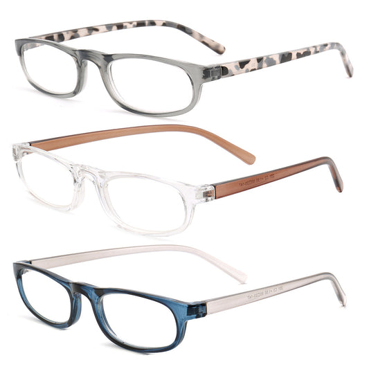 3 Pack of Womens Oval Tortoise Readers | Two Tone Mens Reading Glasses Lightweight