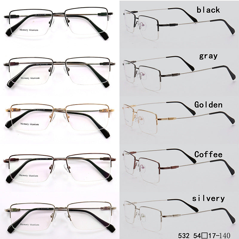 Nelson | Flexible Semi Rimless Memory Metal Eyeglasses | Rectangular Business Design For Men