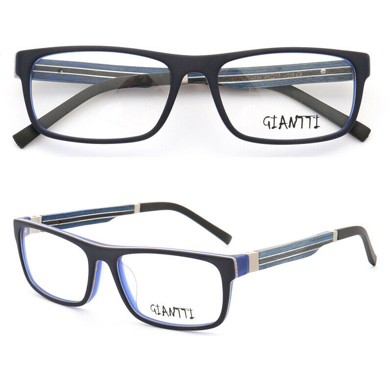 Arthur | Modern Square Full Rim Eyeglasses | Acetate Frame w/ Wooden Temples