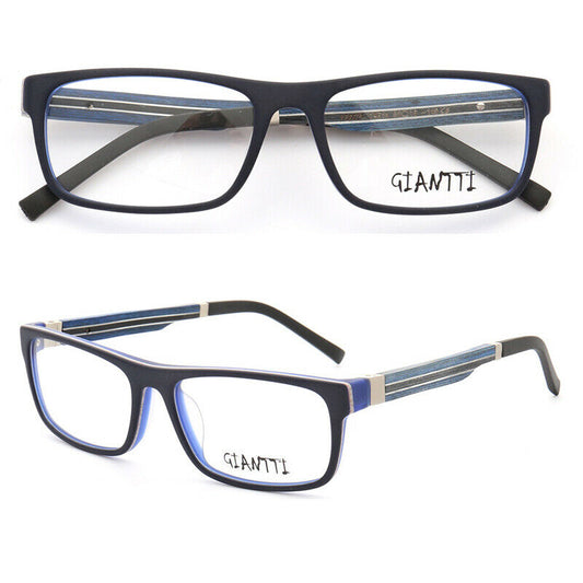 Arthur | Modern Square Full Rim Eyeglasses | Acetate Frame w/ Wooden Temples