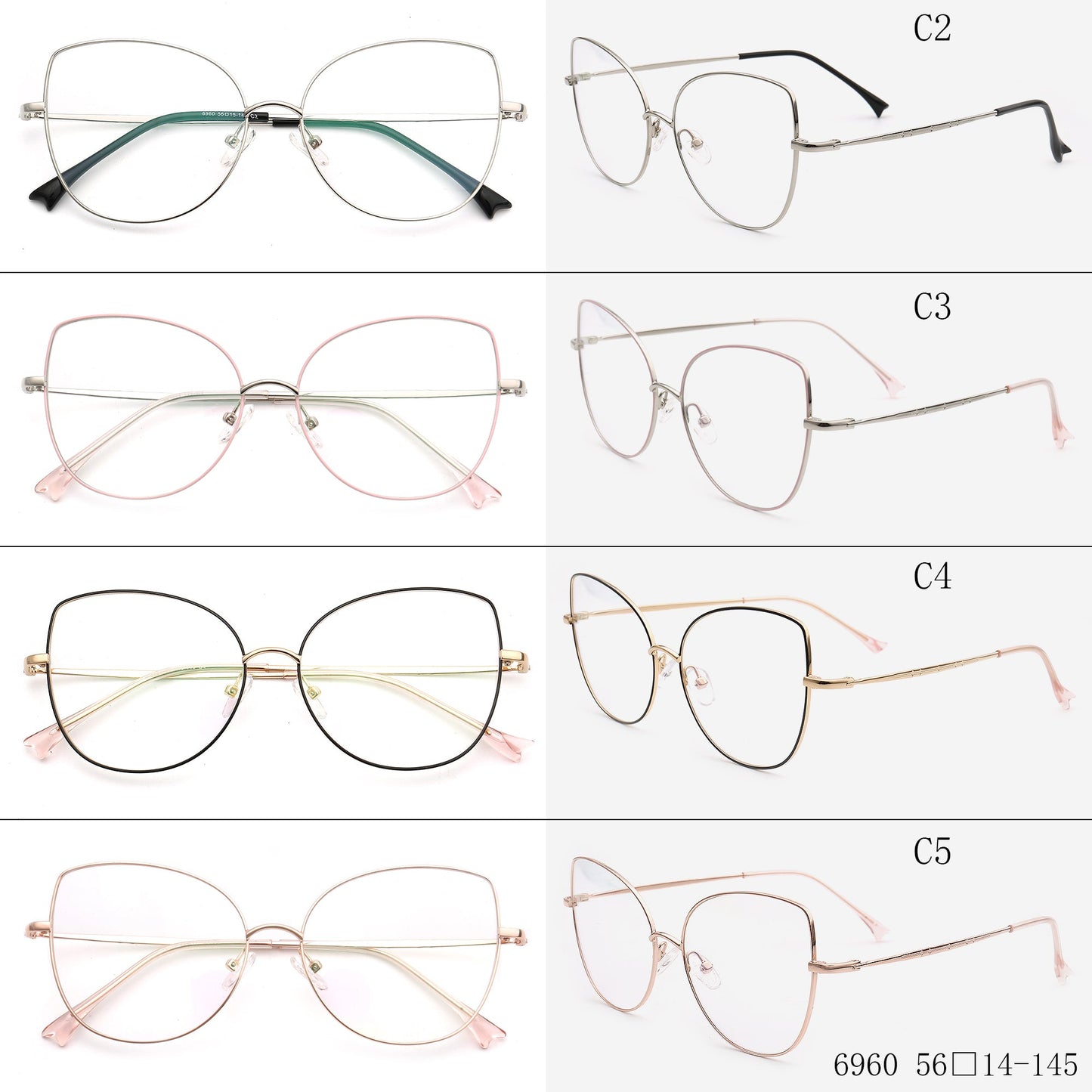 Desiree | Oversized Butterfly Shaped Glasses For Women | Modern Thin Metal Frame
