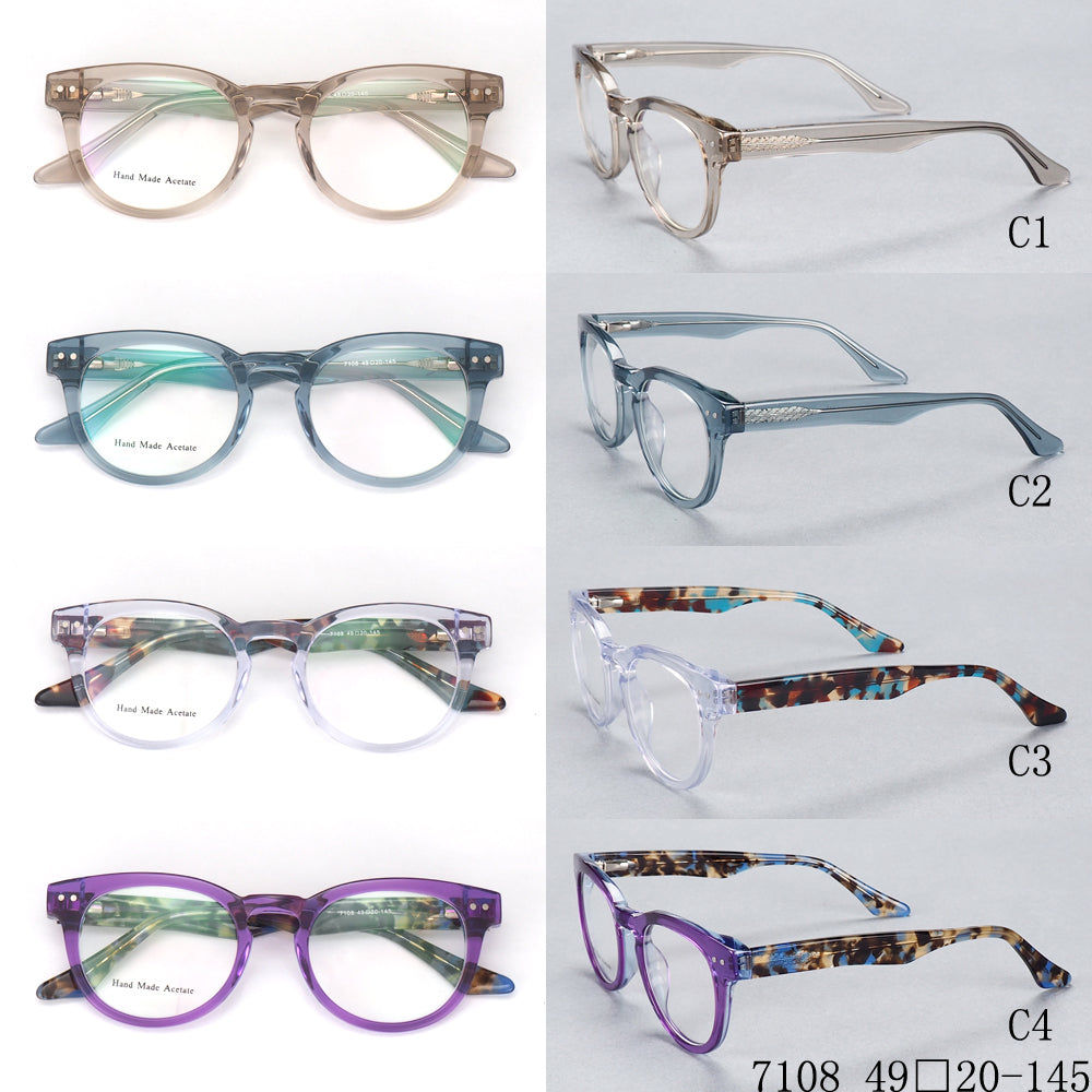 Columbus | Transparent Round Acetate Eyeglasses | Colorful Full Rim Tortoise Shell Glasses