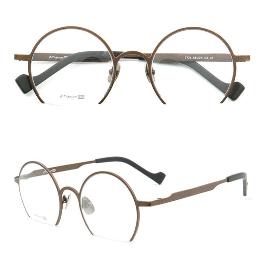 Sutton | Retro Round Semi Rimless Eyeglasses | Lightweight Pure Titanium Design