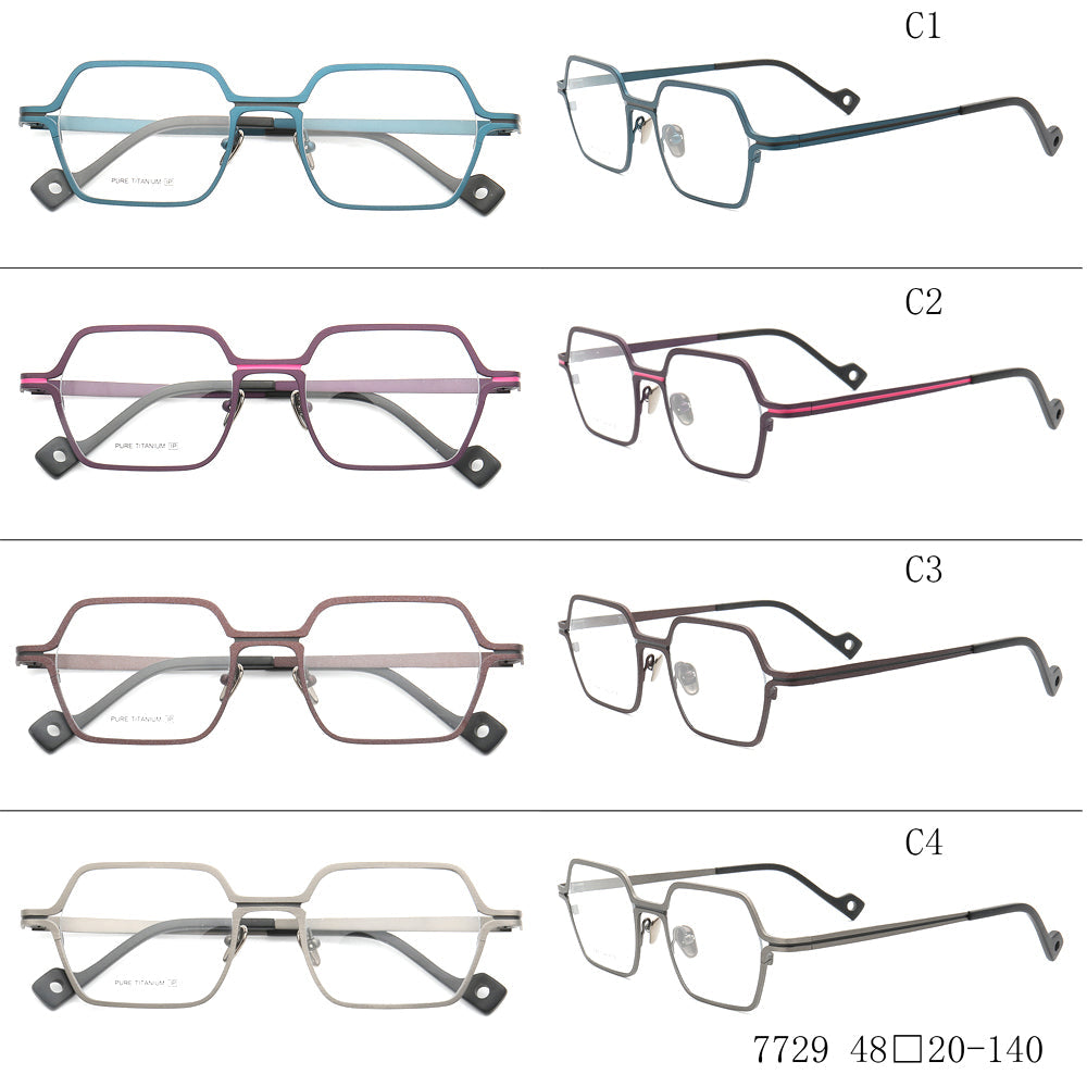 Griffin | Modern Square Pure Titanium Eyeglass Frames | Two Toned Striped Finish