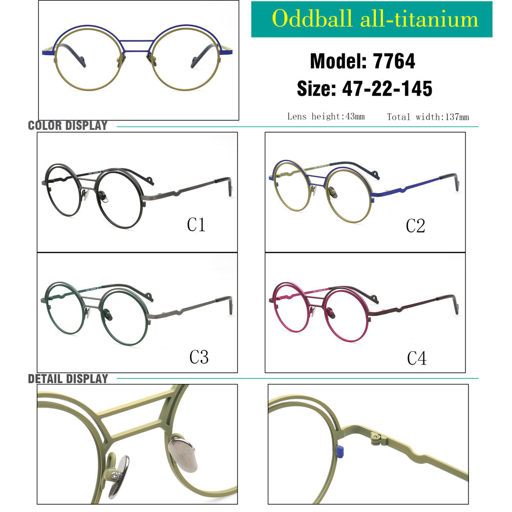 Echo | Round Titanium Stylish Eyeglass Frames Men | Vintage Women Double Bridge Glasses Frames Two Tone