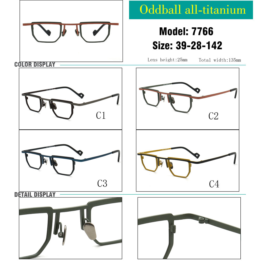 Warren | Vintage Men Square Titanium Eyeglasses Two Tone | Trendy Women Small Retro Glasses Frames