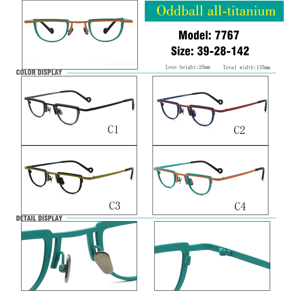 Sammy | Geometric Vintage Men Titanium Eyeglasses Two Tone | Stylish Women Small Retro Glasses Frames
