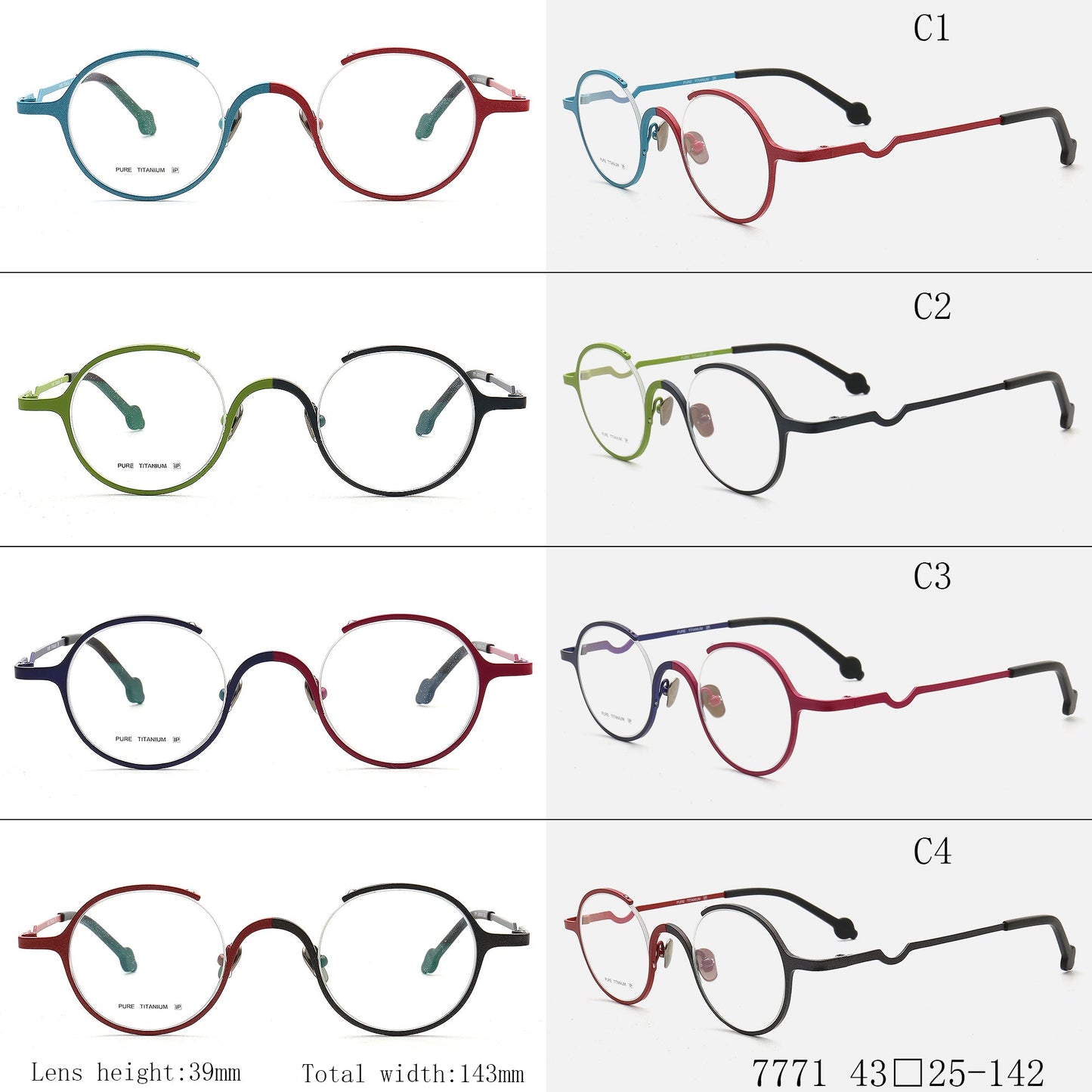 Heather | Round Women Eyeglasses Frames Titanium | Trendy Mens Half Rim Glasses Frames