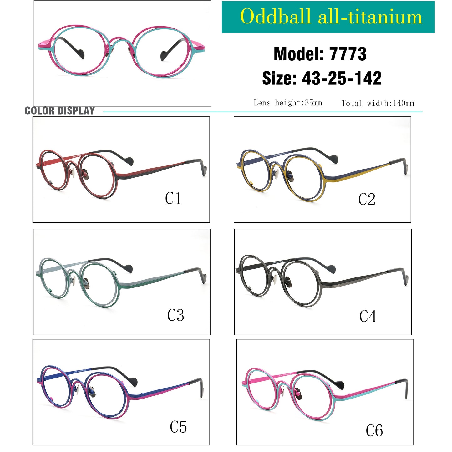 Slater | Round Womens Pure Titanium Eyeglasses Frames | Retro Mens Glasses Frames Two Tone
