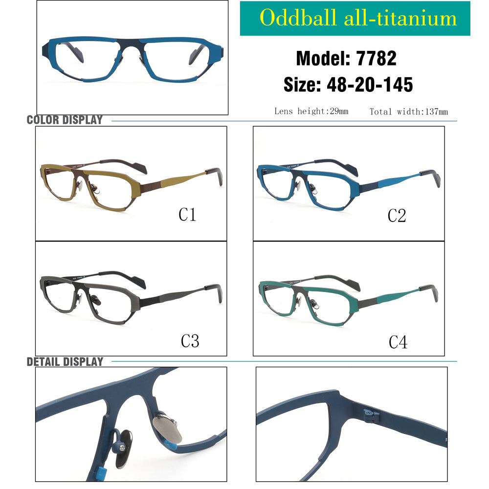 Arden | 80s Titanium Rectangle Eyeglasses for Men | Geometric Square Vintage Glasses Frames