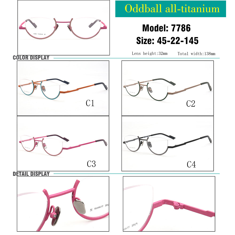 Brea | Trendy Half Rim Womens Titanium Eyewear | Geometric Semi Rimless Cat Eye Glasses Frames