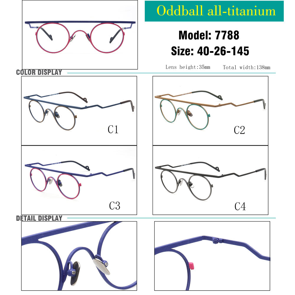 River | Funky Round Titanium Eyeglasses For Women | Vintage Geometric Men Glasses Frames