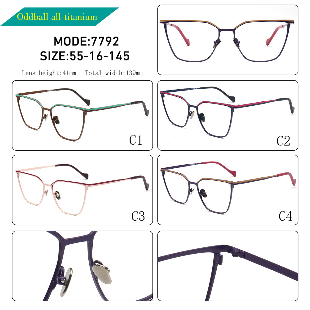 Zoey | Modern Titanium Cat Eye Glasses Frames For Women | Two Toned Female Oversize Eyewear