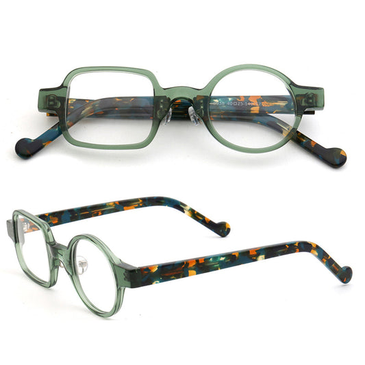 Distinct | Retro Mismatch Eyeglasses For Men & Women | Funky Round Square Frame w/ Tortoise Shell Finish