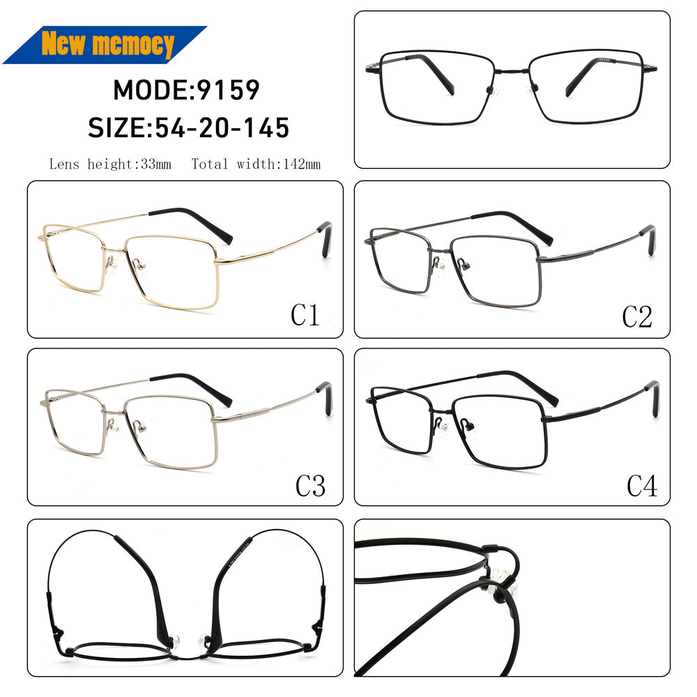 Lucas | Mens Square Flexible Memory Metal Eyeglasses | Rectangular Business Glasses Frames for Men