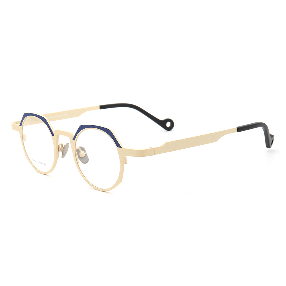 Jayden | Vintage Round Pure Titanium Eyeglasses For Men & Women | Colorful Two Toned Finish