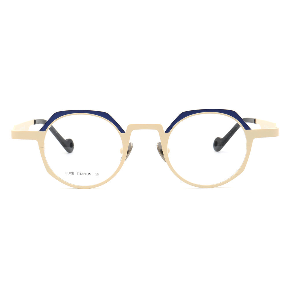 Jayden | Vintage Round Pure Titanium Eyeglasses For Men & Women | Colorful Two Toned Finish