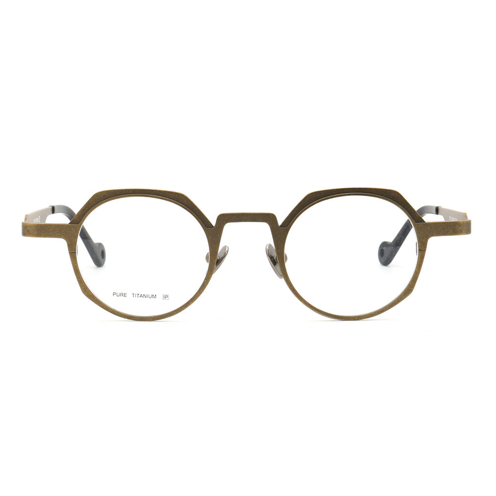 Jayden | Vintage Round Pure Titanium Eyeglasses For Men & Women | Colorful Two Toned Finish