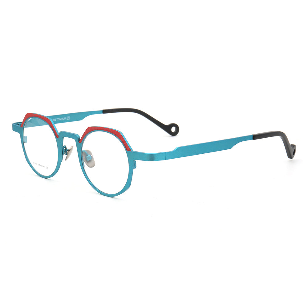 Jayden | Vintage Round Pure Titanium Eyeglasses For Men & Women | Colorful Two Toned Finish