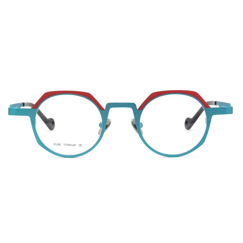 Jayden | Vintage Round Pure Titanium Eyeglasses For Men & Women | Colorful Two Toned Finish