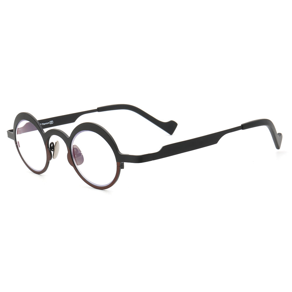 Voyage | Round Pure Titanium Polarized Sunglasses | Two Tone Retro Nerd Frame