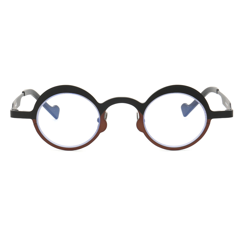Voyage | Round Pure Titanium Polarized Sunglasses | Two Tone Retro Nerd Frame
