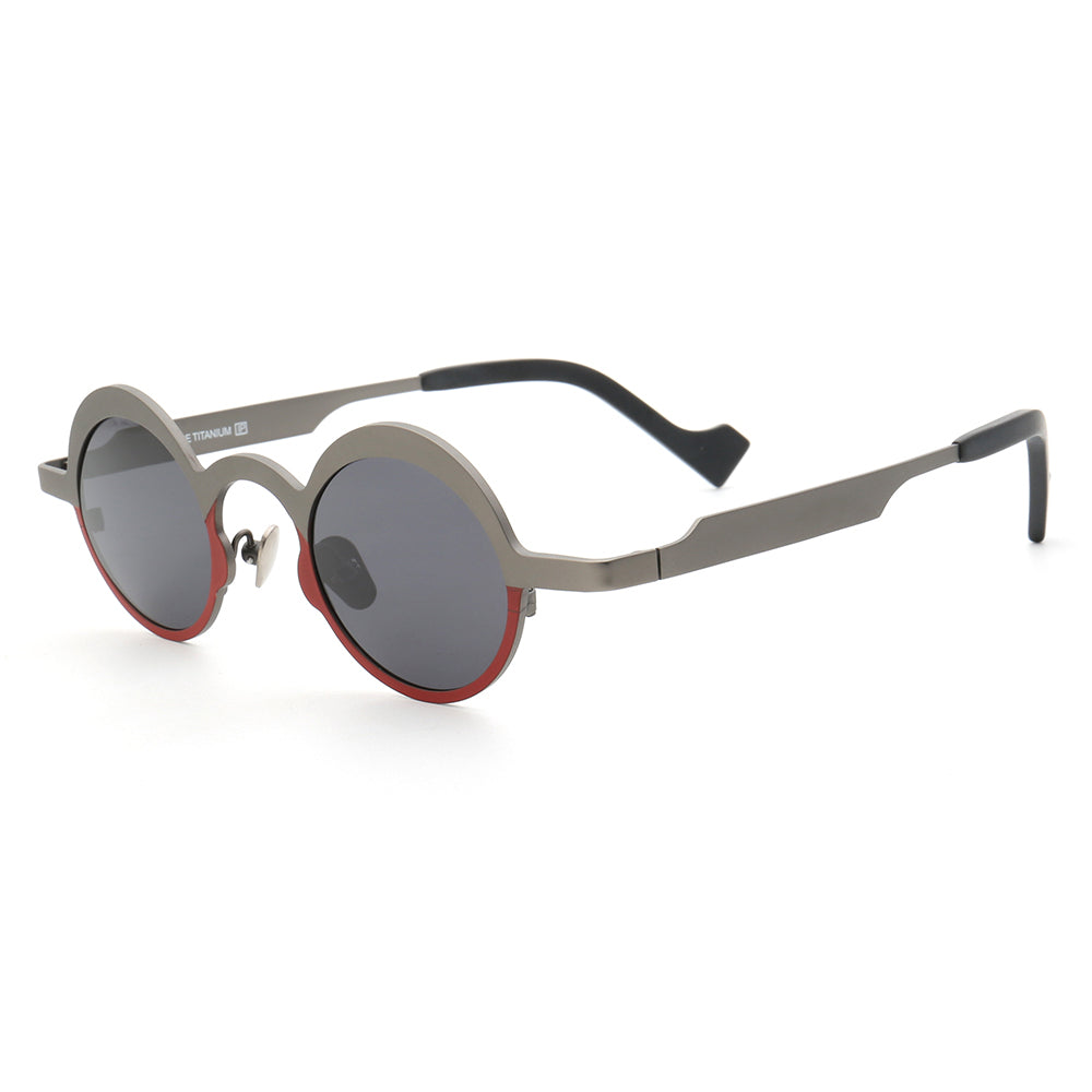 Voyage | Round Pure Titanium Polarized Sunglasses | Two Tone Retro Nerd Frame