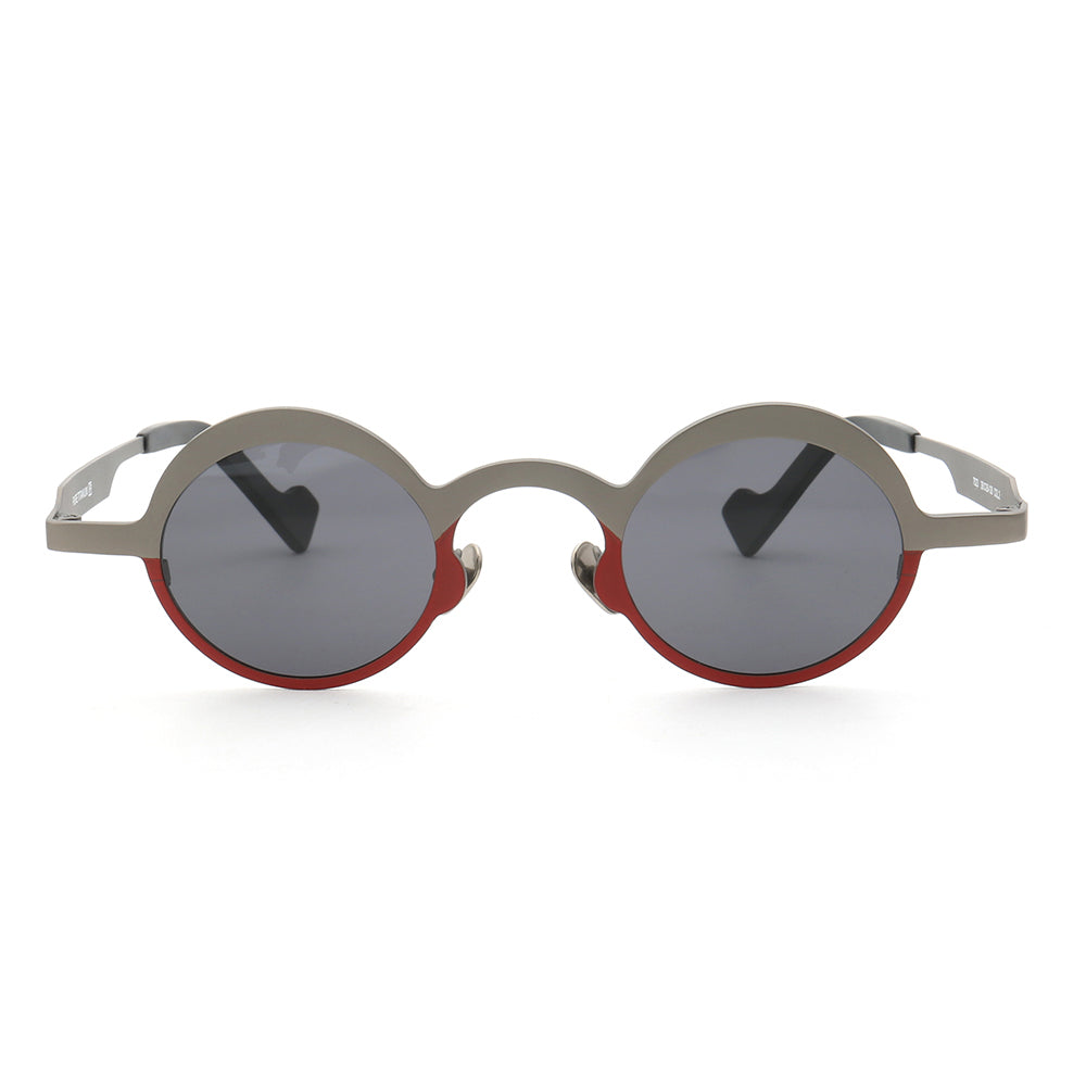Voyage | Round Pure Titanium Polarized Sunglasses | Two Tone Retro Nerd Frame