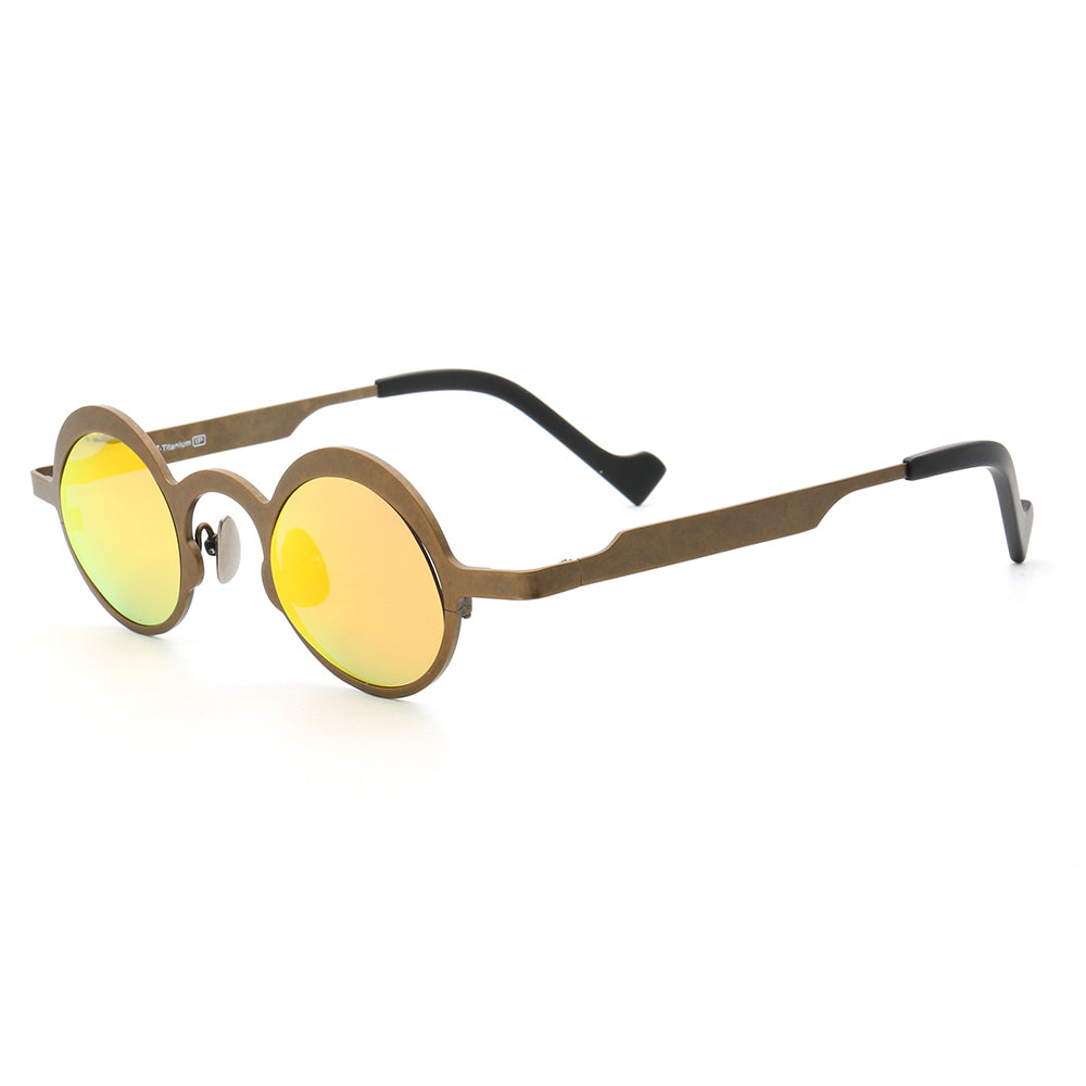 Voyage | Round Pure Titanium Polarized Sunglasses | Two Tone Retro Nerd Frame