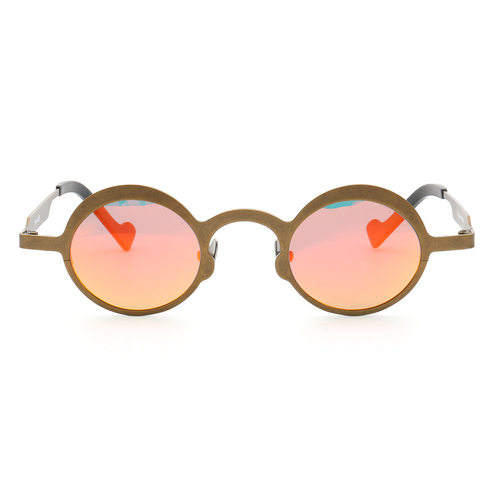 Voyage | Round Pure Titanium Polarized Sunglasses | Two Tone Retro Nerd Frame