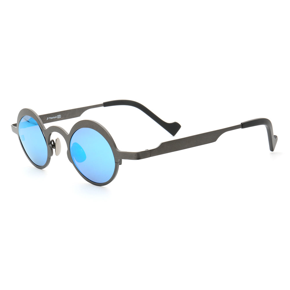 Voyage | Round Pure Titanium Polarized Sunglasses | Two Tone Retro Nerd Frame